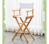 IMUNKT Chaise De Metteur Chaise Pliante en Bois Chaises De Maquillage 75cm Tabouret De Réalisateur Chaises De Jardin Extérieur avec Assise en Tissu(White,75cm/30in)