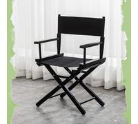 IMUNKT Chaise De Metteur Chaise Pliante en Bois Chaises De Maquillage 75cm Tabouret De Réalisateur Chaises De Jardin Extérieur avec Assise en Tissu(All Black,44cm/17in)