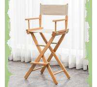 IMUNKT Chaise De Metteur Chaise Pliante en Bois Chaises De Maquillage 75cm Tabouret De Réalisateur Chaises De Jardin Extérieur avec Assise en Tissu(Khaki,75cm/30in)