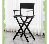 IMUNKT Chaise De Metteur Chaise Pliante en Bois Chaises De Maquillage 75cm Tabouret De Réalisateur Chaises De Jardin Extérieur avec Assise en Tissu(All Black,75cm/30in)