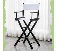 IMUNKT Chaise De Metteur Chaise Pliante en Bois Chaises De Maquillage 75cm Tabouret De Réalisateur Chaises De Jardin Extérieur avec Assise en Tissu(White Black,75cm/30in)