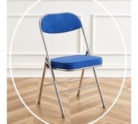 IMUNKT Chaise Pliante en Velours Côtelé Rembourré, Tabouret De Bar Structure Métal, Chaise De Salle À Manger Chaise Pliable pour Maison, Balcon, Cuisine, Mariage(Blue,Silver Frame)