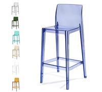 IMUNKT Chaises De Salle À Manger Transparent Tabouret Haute De Cuisine Avec Dossier Chaises Modernes En Acrylique Chaises De Jardin Hauteur Assise 65 75cm(Blue,65cm/26in)