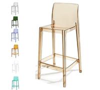 IMUNKT Chaises De Salle À Manger Transparent Tabouret Haute De Cuisine Avec Dossier Chaises Modernes En Acrylique Chaises De Jardin Hauteur Assise 65 75cm(Amber,65cm/26in)