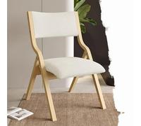 IMUNKT Chaises Pliantes Bois Chaises De Salle À Manger, 45cm Chaises De Cuisine Rembourrée Confortable, Cadre Courbé, Chaise Pliable Portable pour Bureau, Salon(White)