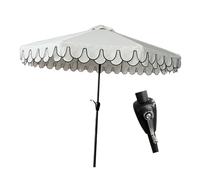 IMUNKT Parasol À Franges Pour Plage Jardin Terrasse Balcon Et Piscine, 2.1/2.5/2.7/3m, Grand Parasol Plage Avec Manivelle, Blanc, Style Bohème(300cm/10ft)