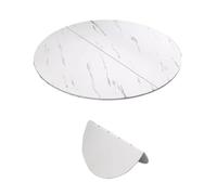 IMUNKT Rond Plateau De Table en bois, semi-Pliable, 40/60/80/100/110cm, Plateau table pliante pour repas, fêtes, jeux(White marble,110cm (43in))