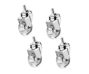 IMUNKT roulettes Transparent pour Meubles Tige Filetée M8 roulettes Pivotantes 35/50mm roulettes Petites avec Frein pour Table Basse, Chariot (4 Rotation, 1.5in-M8)