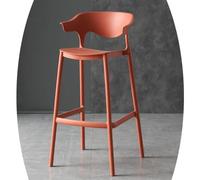 IMUNKT Tabouret De Bar Moderne En Plastique 65/75cm Chaise De Bar Avec Dossier Bas Tabouret De Comptoir Empilable Haut Pour Cuisine/Comptoir/Bistro(Orange,65cm/25.6in)