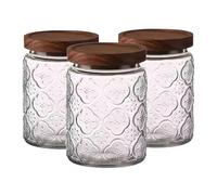imuounl Lot de 3 bocaux en verre avec couvercles, 700 ml, style vintage, hermétiques pour collations, pâtes, farine, sucre, thé, café, boîtes pour l'organisation de la cuisine