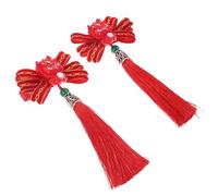 IMUSINICE 1paire Barrette Nouée Rouge avec Pompon pour Nouvel An Chinois Accessoires pour Chignon Épingle à Cheveux Chinoise pour Filles Festive pour Tenue Traditionnelle