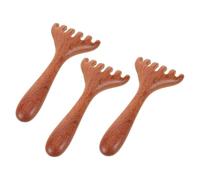 IMUSINICE 3 Pièces Peigne de Massage en Bois, Outil de Grattage de Dos à 6 Griffes, Long Manche, Couleur Café, pour Soulager la Fatigue du Pied et L’auto-massage Profond