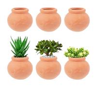 IMUSINICE 6 Pots de Fleurs en Terre Cuite Artisanaux pour Succulentes et Petites Plantes, Design Minimaliste Rond, pour Décoration Paysagère et Maison DIY