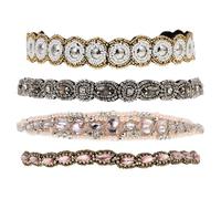 IMUSINICE Bandeaux Élastiques pour Cheveux Bien Rangés pour Femmes en Perles de Verre Accessoire Coiffure 4 Pièces Légers et Élégants