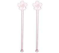 IMUSINICE Bâtonnets à Mélanger Design Décoratif Rose en Verre Réutilisables pour Lot de 2 Pièces Adaptés pour Mélanger Boissons pour Café et Cocktails Glaces et Desserts