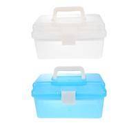 IMUSINICE Boîte de Rangement Plastique Bleue pour Outils de Manucure 2pcs, Simple et Pratique Double Couche, Facile à Ouvrir et Fermer pour Usage Artistique