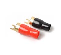 IMUSINICE Connecteurs à Sertir 0ga en Cuivre Borne à Fourche, Paire de Cosses Électriques Rouge pour Câbles et Fils de Terre, Installation Audio sans Distorsion
