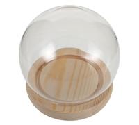 IMUSINICE Couvercle en Dôme de Verre Rond pour Protection et Exposition à 360° avec Socle en Bois de Figurines en Argile et Fleurs Durables Décoratives