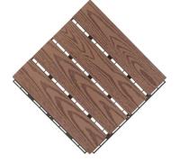 IMUSINICE Dalles de Terrasse en Plastique Couleur Café, Structure Emboîtable Rainures, Facile à Installer et Polyvalente pour Sol Terrasse Extérieur Antidérapant