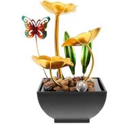 IMUSINICE Fontaine D'intérieur Décorative en Métal Doré, Fontaine de Table pour Décoration de Bureau, Améliore L'ambiance Intérieure la Maison Bureau