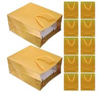 IMUSINICE Lot de 12 Paquet Décoratifs en Papier Or avec Poignées, Petits Paquet à Papier Faciles à Porter et Économes en Espace pour Mariage et Fête