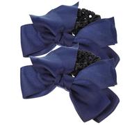 IMUSINICE Lot de 2 Filets à Cheveux en Maille Bleue avec Nœud Couvre-Chignon Professionnel pour Femme Coiffure pour Infirmières Serveuses et Personnel en Service Pinces à Chignon