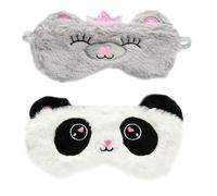 IMUSINICE Lot de 2 Masques de Sommeil Créatifs en Peluche, Cache-œil Panda Noir et Blanc Gris Couronne, Doux et Léger, Masque Yeux Anti-lumière, pour Dormir et Voyages