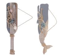 IMUSINICE Lot de 2 Ornements Suspendus en Bois Style Océan Chic, Décoration Murale Portable pour Salon ou Jardin Formes Pagaie et Dauphin