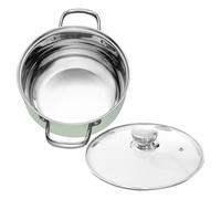 IMUSINICE Marmite à Soupe Inoxydable 24 Cm avec Double Poignée, Pot de Cuisson Épais Compatible Induction et Gaz, Récipient à Lait Résistant Haute Température pour Usage Domestique