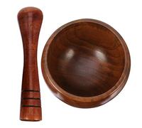 IMUSINICE Mortier et Pilon à Ail en Bois Marron, Ustensile Cuisine Simple, Bol Rond Facile à Transporter, Design Épuré et Travail Soigné Usage Domestique
