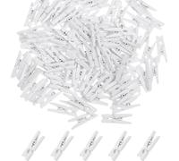 IMUSINICE Pinces à Linge en Bois Blanches 100 Pcs, Pinces à Photos Robustes Ressort Métallique Sécurisé, Mini Clips Décoratifs Polyvalents pour Mariage, Décoration Chambre et Scrapbooking
