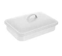 IMUSINICE Plat à Four Résistant la Chaleur et Antiadhésif Couvercle 24x16 Cm en Émail Blanc Conservation des Aliments Dîners en