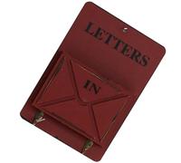 IMUSINICE Porte-courrier en Panneau de Densité Rouge Vintage Mural Boîte aux Lettres Décorative avec Crochets pour Clés Maison et L'entrée