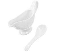 IMUSINICE Saucière 175ml Design Anti-goutte avec Cuillère Profonde en Céramique Blanche pour Dîner D'affaires et Réceptions Élégantes
