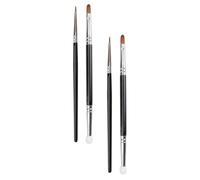 IMUSINICE Set de 4 Pinceaux Correcteurs Double Tête en Aluminium et Bois, Légers et Professionnels pour Maquillage de Voyage et Soin du Visage