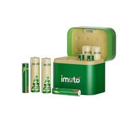 imuto Piles Rechargeables AA×4 et AAA×4 Lithium avec Chargeur Hybride, 1,5V Pile Triple A et Double A (3a), Batterie Li-ION Longue durée avec Coffret de Chargeur Hybride Ni-MH/Lithium (Édition Noël)