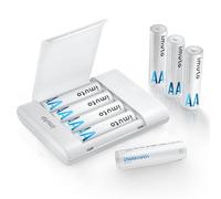 imuto Piles Rechargeables AA Lithium Lot de 8 avec Chargeur, 2500 mWh Haute capacité 1,5 V Tension constante Li-ION Double A, 1600+ Cycles Longue durée, Faible autodécharge