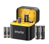 imuto Rechargeables Piles AA 1,5V Lithium AAA 1300mWh 4PCS, AA 3000mWh 4PCS（ avec Chargeur à 8 emplacements），1600 Cycles pour Appareils Numériques, Sport et Extérieur