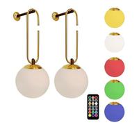 IMVSINCERE 150mmφ Battery Operated Wall Sconces Set of 2,Dimmable Wall Sconce Battery Powered with Remote Control,Indoor Not Hardwired Wall Lamp for Bedroom, Modern Wall Light (200MM plastique)