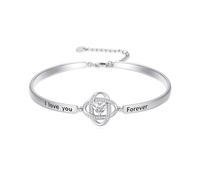 IMZM Cadeaux de Noël pour femme - Bracelet jonc plaqué or blanc gravé « Always My Wife/Mother/Sister/Daughter/Grandma/Granddaughter with Forever My Friend » - Bijoux de Noël pour elle, Medium, Base