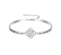 IMZM Cadeaux de Noël pour femme - Bracelet jonc plaqué or blanc gravé « Always My Wife/Mother/Sister/Daughter/Grandma/Granddaughter with Forever My Friend » - Bijoux de Noël pour elle, Medium, Base