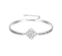 IMZM Cadeaux de Noël pour femme - Bracelet jonc plaqué or blanc gravé « Always My Wife/Mother/Sister/Daughter/Grandma/Granddaughter with Forever My Friend » - Bijoux de Noël pour elle, Medium, Base