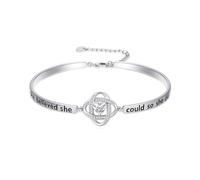 IMZM Cadeaux de Noël pour femme - Bracelet jonc plaqué or blanc gravé « Always My Wife/Mother/Sister/Daughter/Grandma/Granddaughter with Forever My Friend » - Bijoux de Noël pour elle, Medium, Base