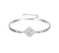 IMZM Cadeaux de Noël pour femme - Bracelet jonc plaqué or blanc gravé « Always My Wife/Mother/Sister/Daughter/Grandma/Granddaughter with Forever My Friend » - Bijoux de Noël pour elle, Medium, Base