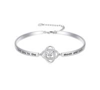IMZM Cadeaux de Noël pour femme - Bracelet jonc plaqué or blanc gravé « Always My Wife/Mother/Sister/Daughter/Grandma/Granddaughter with Forever My Friend » - Bijoux de Noël pour elle, Medium, Base