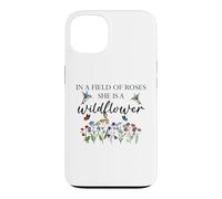 in a Field of Roses She is a Wildflower Hummingbird Floral Coque pour iPhone 13
