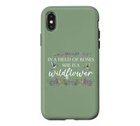 in a Field of Roses She is a Wildflower Hummingbird Flower Coque pour iPhone X/XS