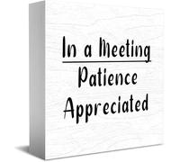 In A Meeting Patience Appreciated New Home Decor Rustic Gift Ideas Panneau en bois Bureau Étagère Décoration de chambre de ferme 12,7 x 12,7 cm