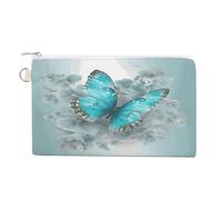 In A Melon Porte-monnaie avec fermeture éclair en toile pour homme et femme Petite trousse de maquillage, Papillon bleu clair., Taille unique, Petit porte-monnaie