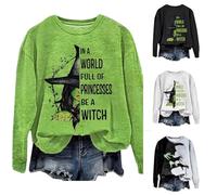 In a World Full Of Princesses Be A Witch Halloween Sweatshirt Femme Drôle Sorcière Hoodies Grande Taille Halloween Costumes Automne Tendance Manches Longues Pull avec Poche, gris, S